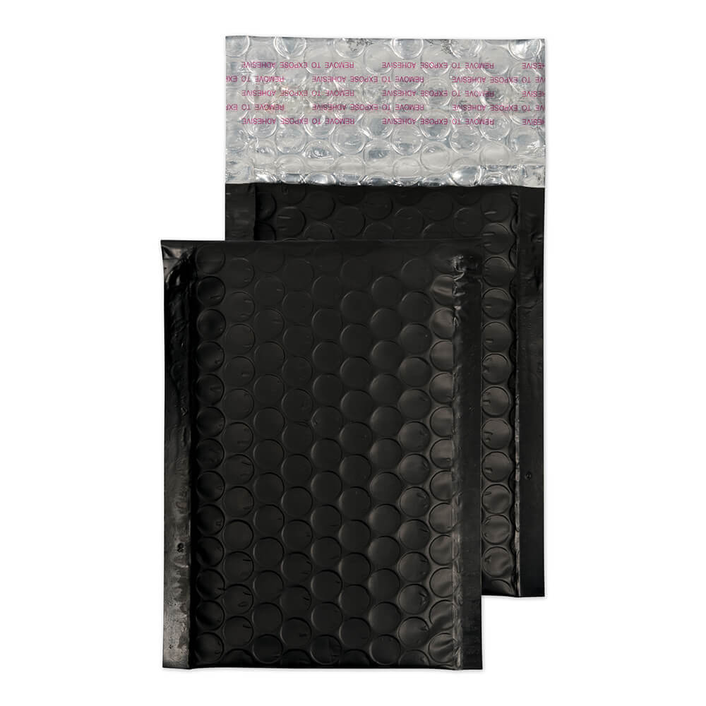 90mm x 145mm Matt Black Padded Bubble Envelopes (Qty 100) All Colour