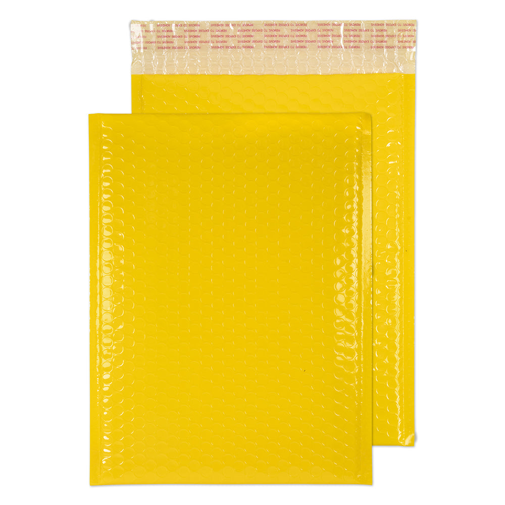 C4+ Gloss Yellow Padded Bubble Envelopes [Qty 100] 240mm x 340mm