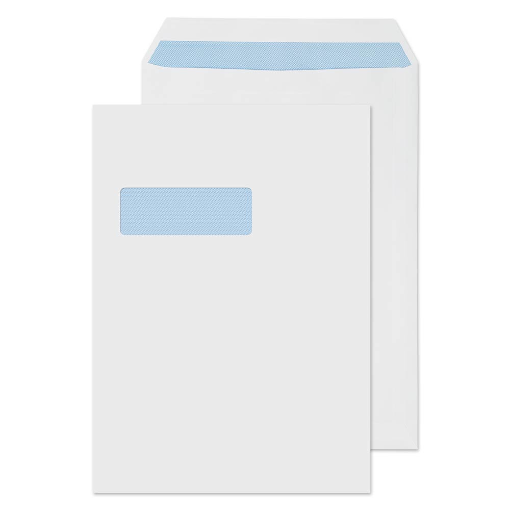 C4 White 120gsm Window Self Seal Pocket Envelopes (Qty 250) 324mm x 22 ...