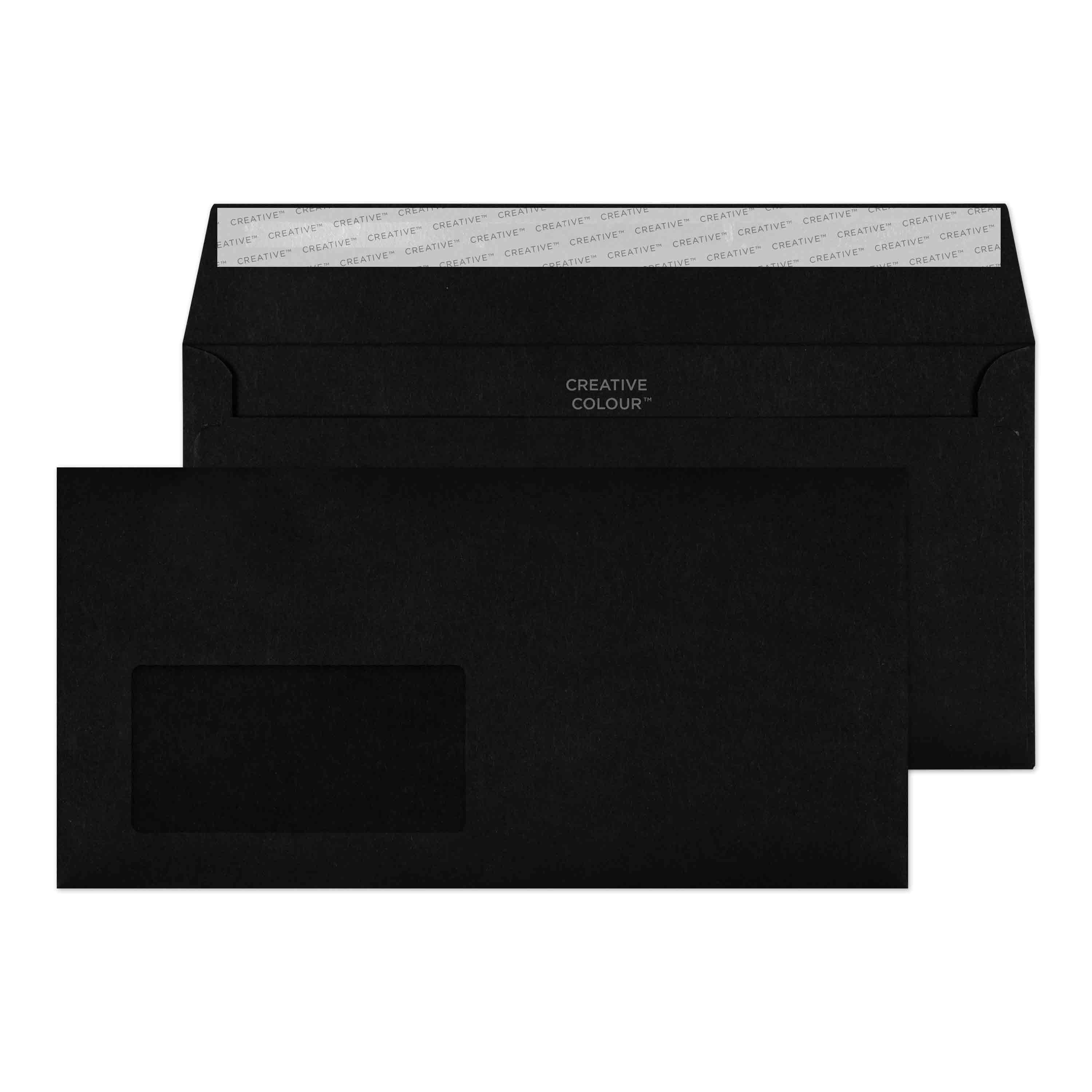 DL+ Jet Black 120gsm Peel & Seal Window Envelopes (Qty 500) 114mm x 22 ...
