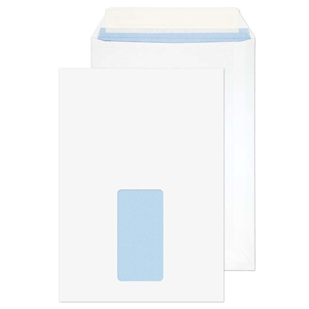 C5 White 100gsm Window Peel & Seal Pocket Envelopes (Qty 500) 229mm x ...