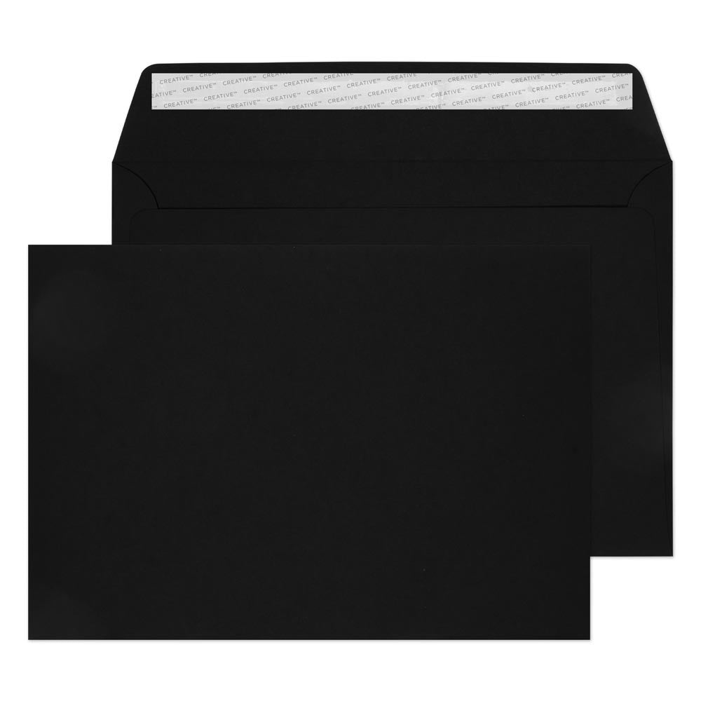 C5 Black Velvet 140gsm Peel & Seal Envelopes (Qty 20) 162mm x 229mm