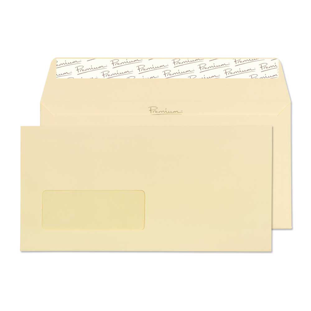 DL Vellum Wove 120gsm Peel & Seal Window Wallet Envelopes (Qty 25) 110 ...