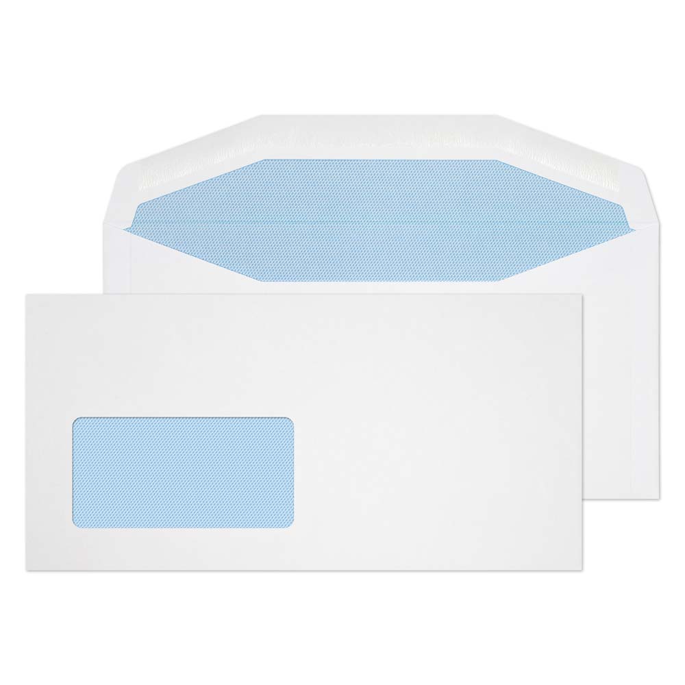 Express Mail Window Envelope DL+ Mailer Gummed Low Window White 110gsm Envelopes (Qty 1000) 114mm x ...