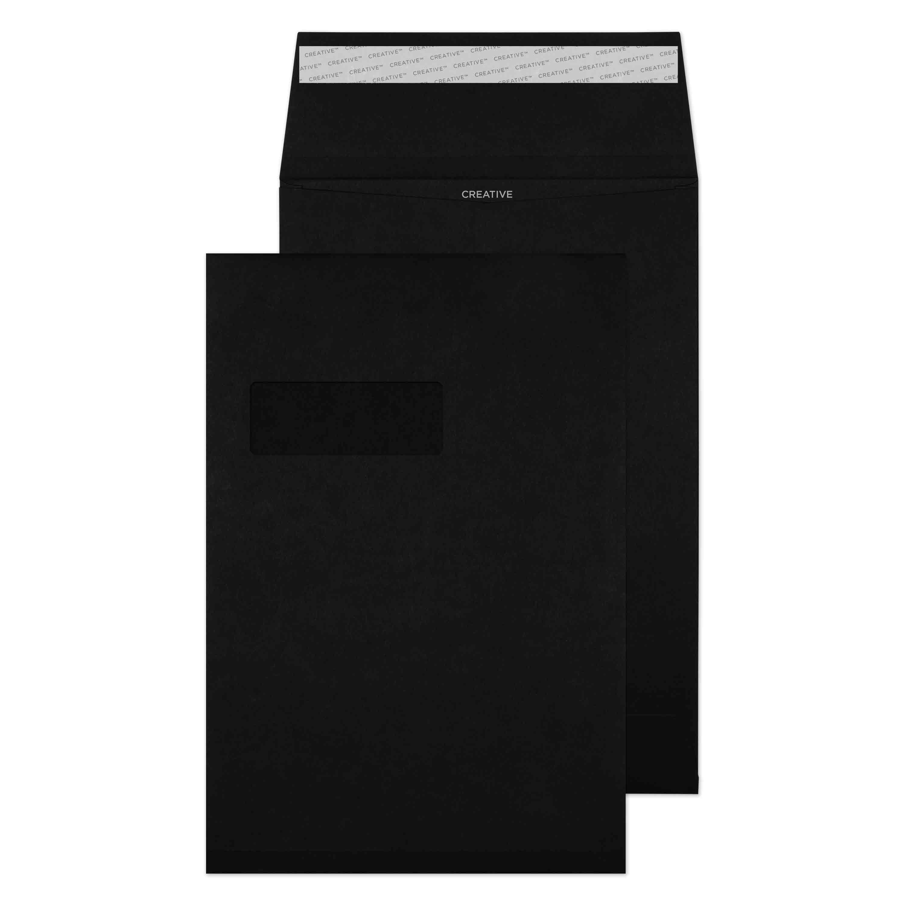 C4 Jet Black 140gsm Peel & Seal Window Envelopes [Qty 125] 324 x 229mm
