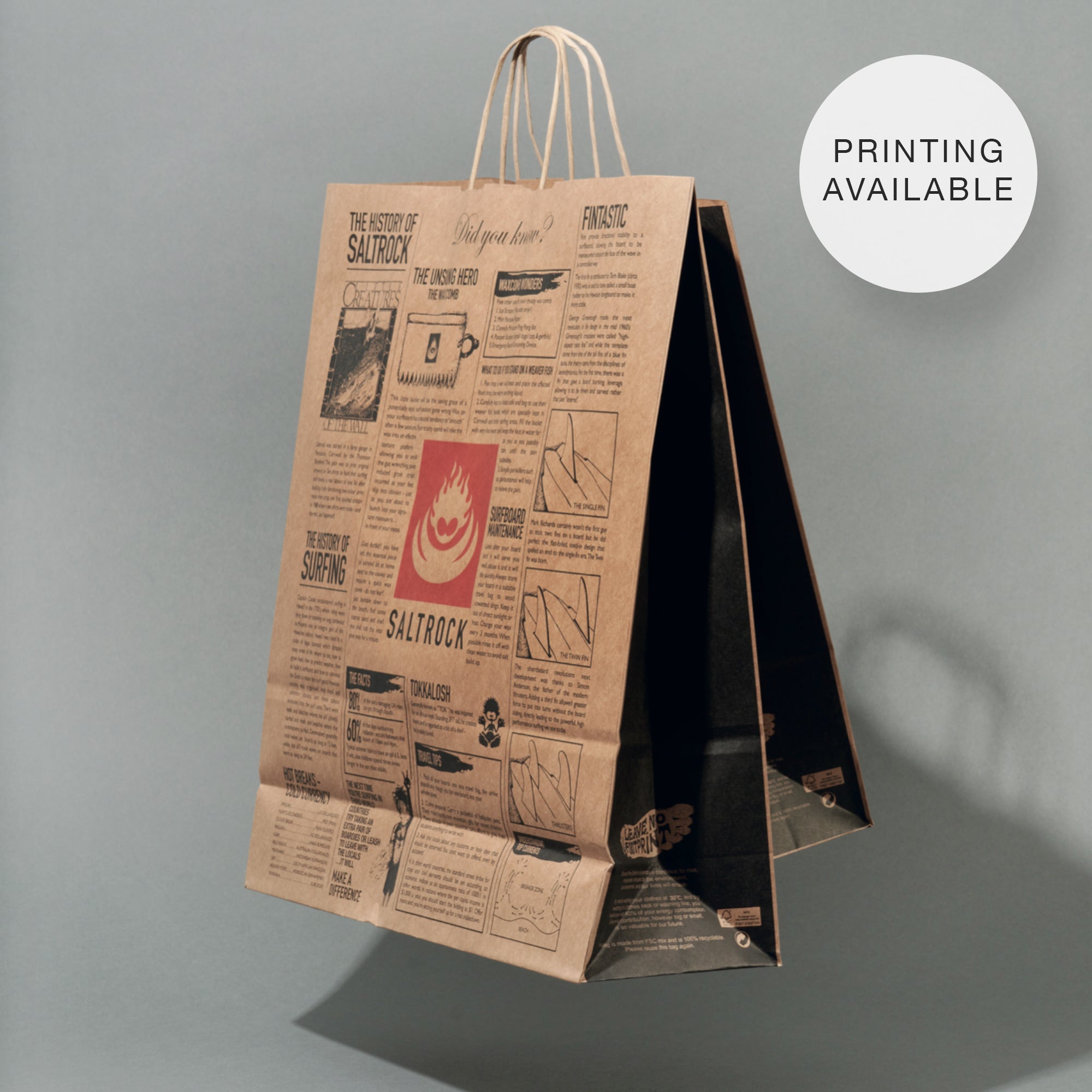 Kraft Brown Flat Handled Carrier Bag 80gsm [Qty 200] 260 x 120 x 350mm - All Colour Envelopes