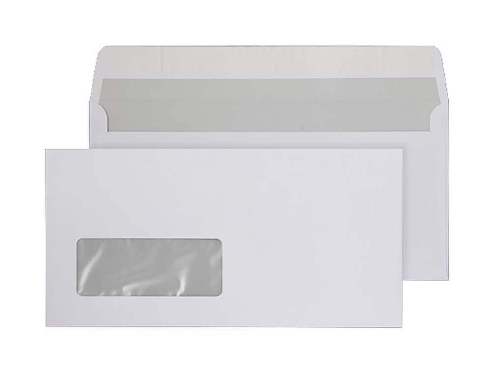 DL Bright White 120gsm Peel & Seal Window Wallet (Qty 500) 110mm x 220 ...