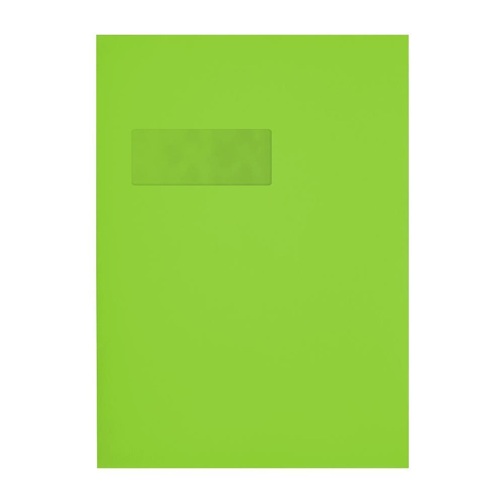 C4 Lime Green Window Pocket 120gsm Peel & Seal Envelopes [Qty 250] 229 x 324mm - All Colour Envelopes