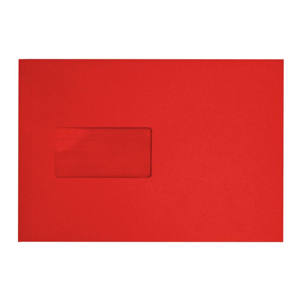 C5 Red Window Gusset 140gsm Peel & Seal Envelopes [Qty 125] 162 x 229mm - All Colour Envelopes