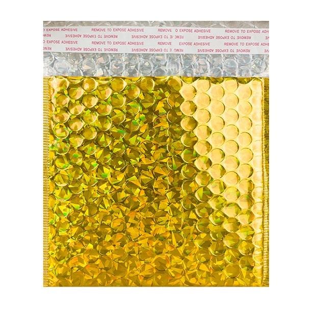 165 x 165 Gold Holographic Bubble Bags [Qty 100] - All Colour Envelopes