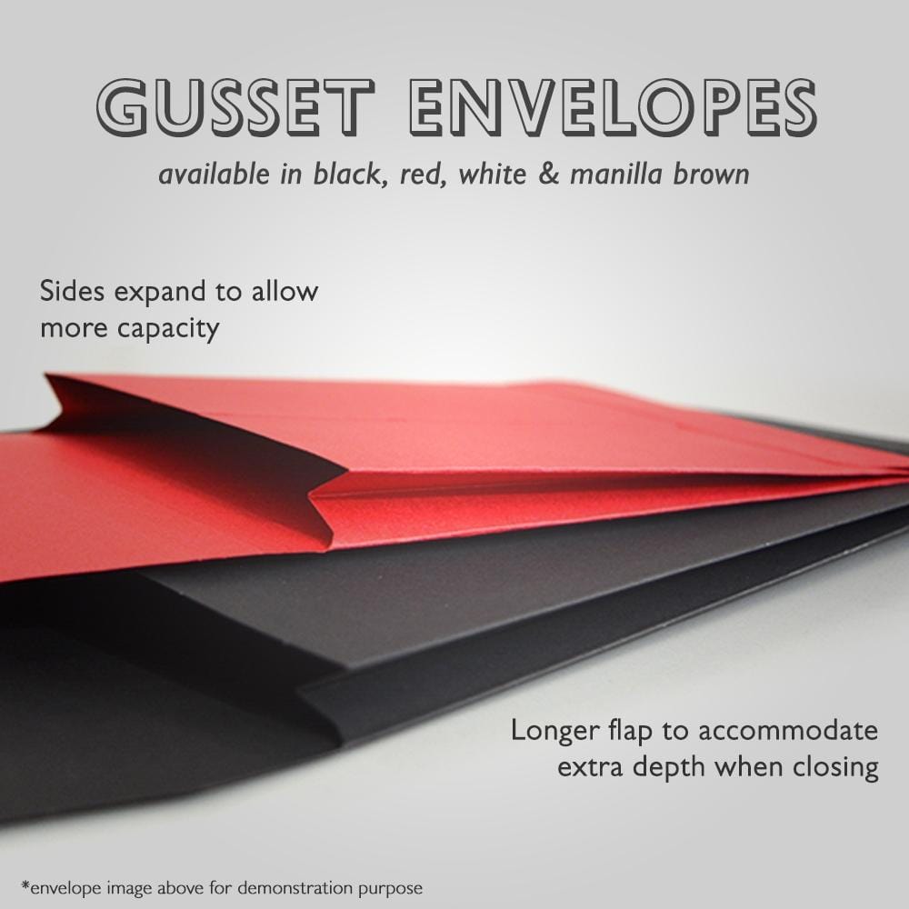 C4 Red Gusset 140gsm Peel & Seal Envelopes [Qty 125] 324 x 229 x 25mm - All Colour Envelopes