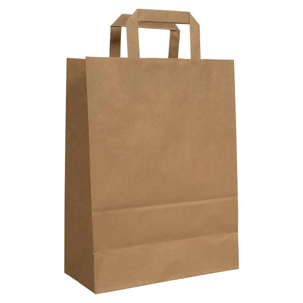 Kraft Brown Flat Handled Carrier Bag 80gsm [Qty 100] 450 x 170 x 480mm - All Colour Envelopes