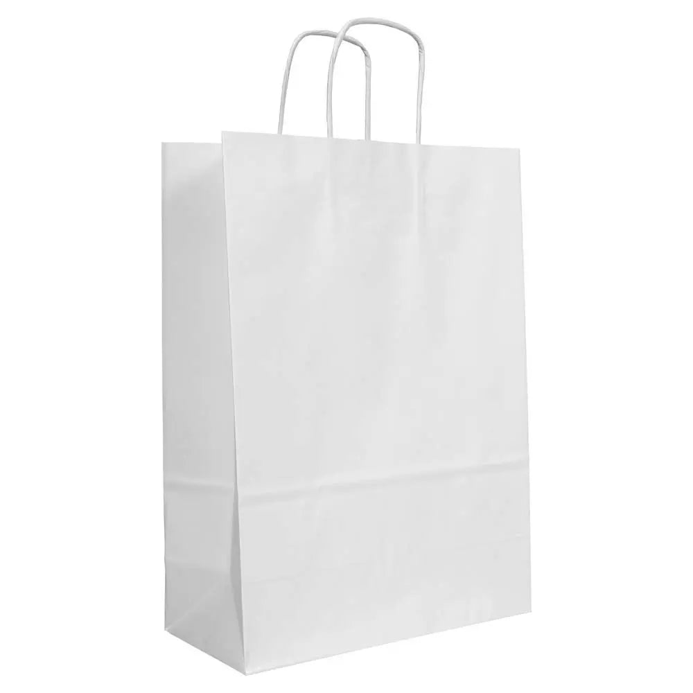 Kraft White Twisted Handle Carrier Bag 80gsm [Qty 200] 240 x 110 x 330mm - All Colour Envelopes
