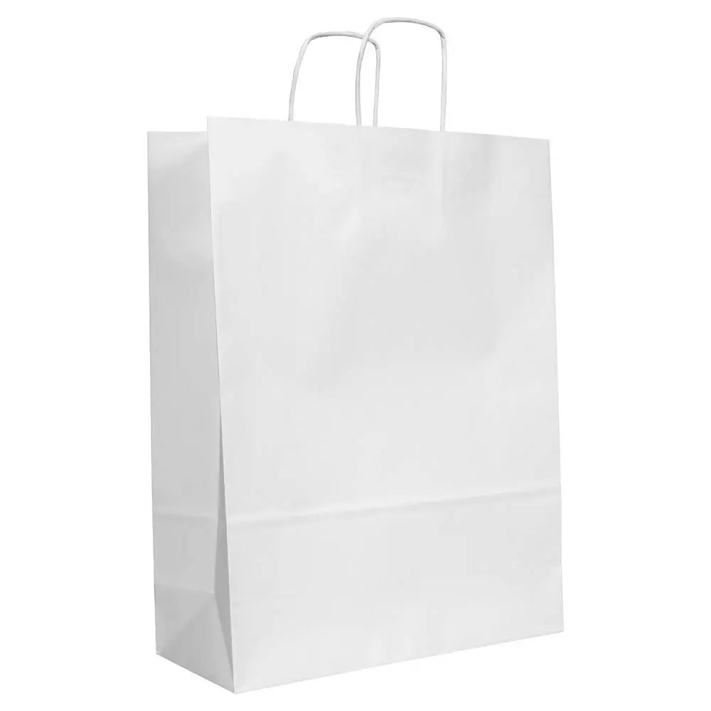 Kraft White Twisted Handle Carrier Bag 100gsm [Qty 150] 320 x 120 x 410mm - All Colour Envelopes