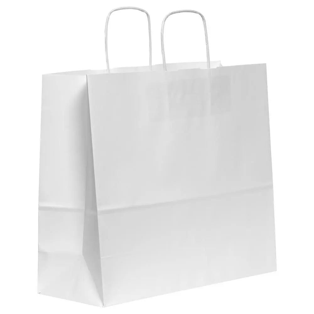 Kraft White Twisted Handle Carrier Bag 100gsm [Qty 150] 310 x 170 x 340mm - All Colour Envelopes