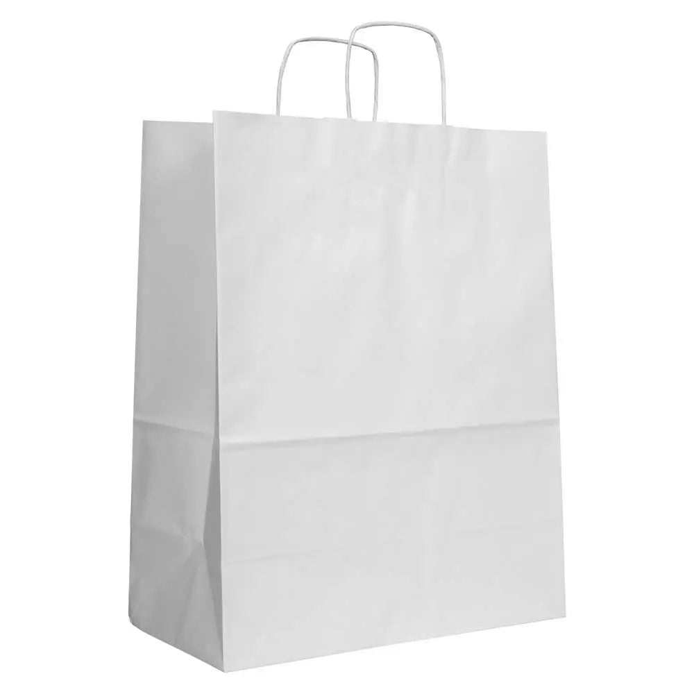 Kraft White Twisted Handle Carrier Bag 100gsm [Qty 100] 350 x 180 x 440mm - All Colour Envelopes