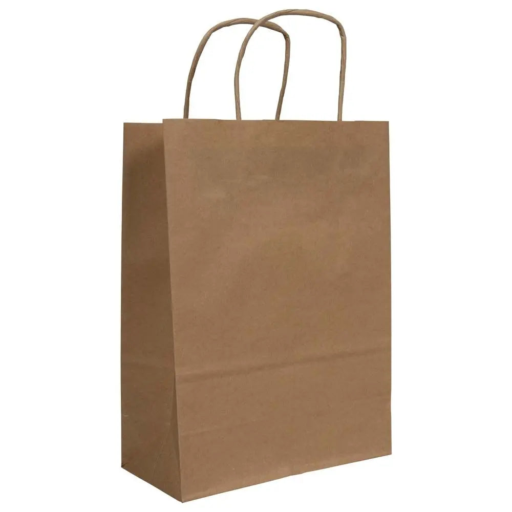 Kraft Brown Twisted Handle Carrier Bag 80gsm [Qty 300] 180 x 80 x 240mm - All Colour Envelopes