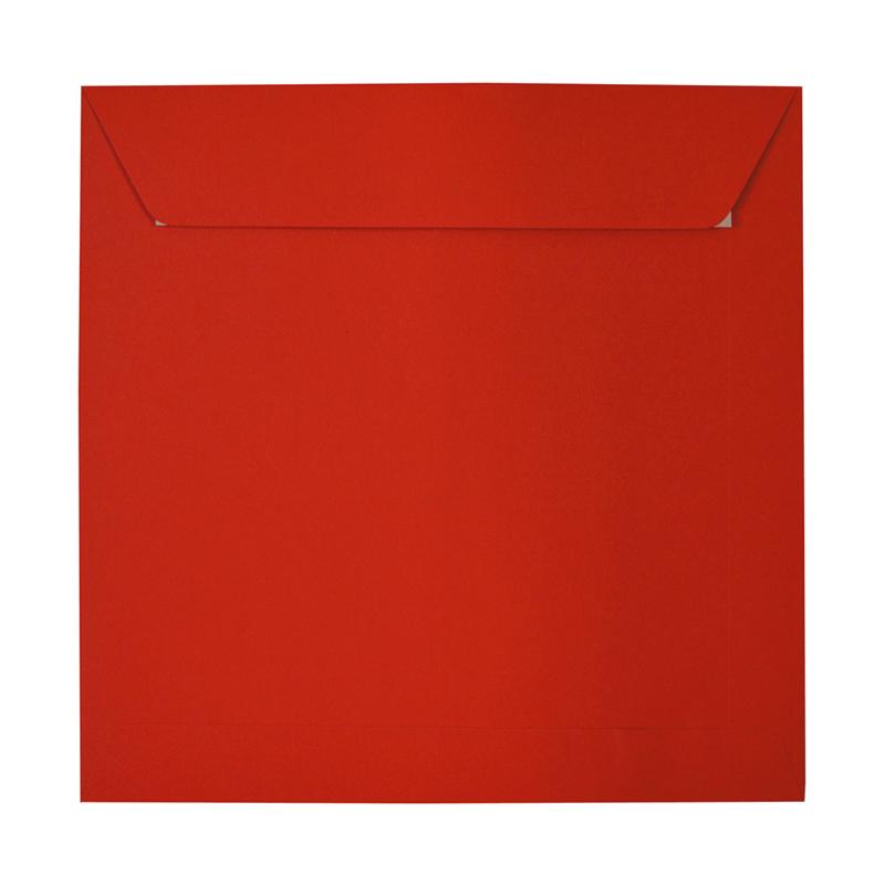 230 x 230 Square Poppy Red Peel & Seal Envelopes [Qty 250] - All Colour Envelopes